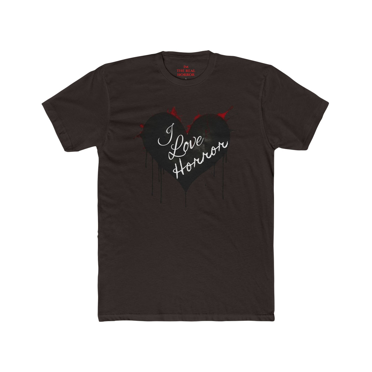 I Love Horror Tee in Dark Chocolate by The Real Horror.