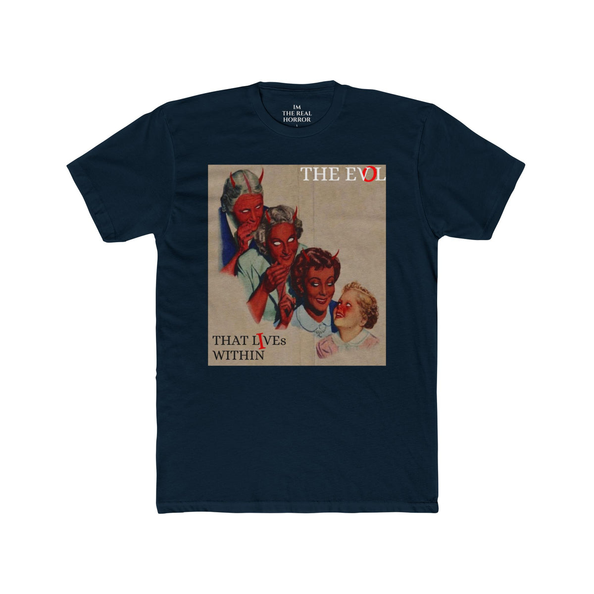 Evil Runs in the Family Tee in Midnight Navy by The Real Horror.