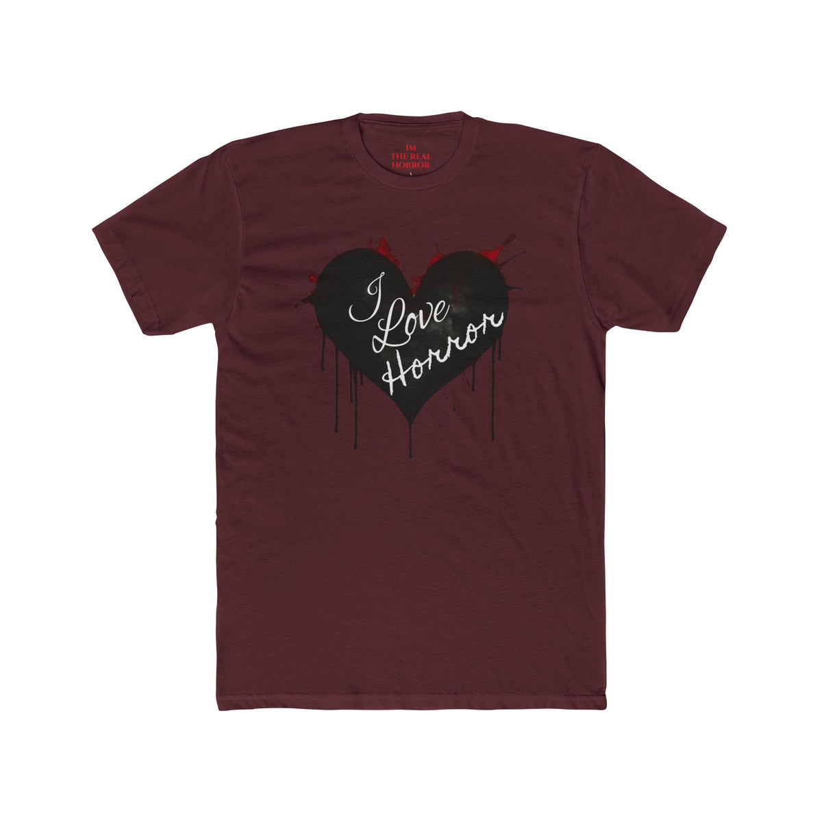 I Love Horror Tee in Maroon by The Real Horror.