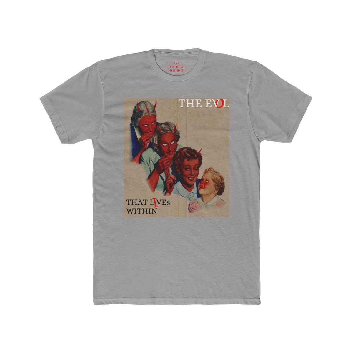 Evil Runs in the Family Tee in Light Grey by The Real Horror.